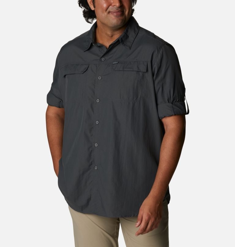 Men's Columbia Silver Ridge 2.0 Long Sleeve Shirts Black | Plus Size CA-WLA10